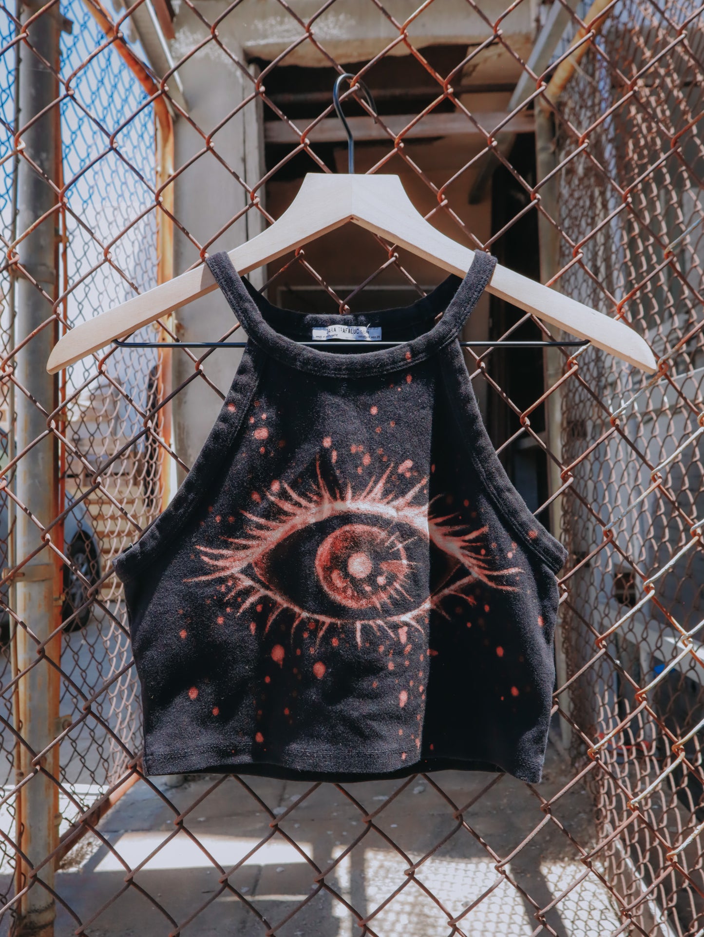 Hand Bleached 👁️EYE Halter Top