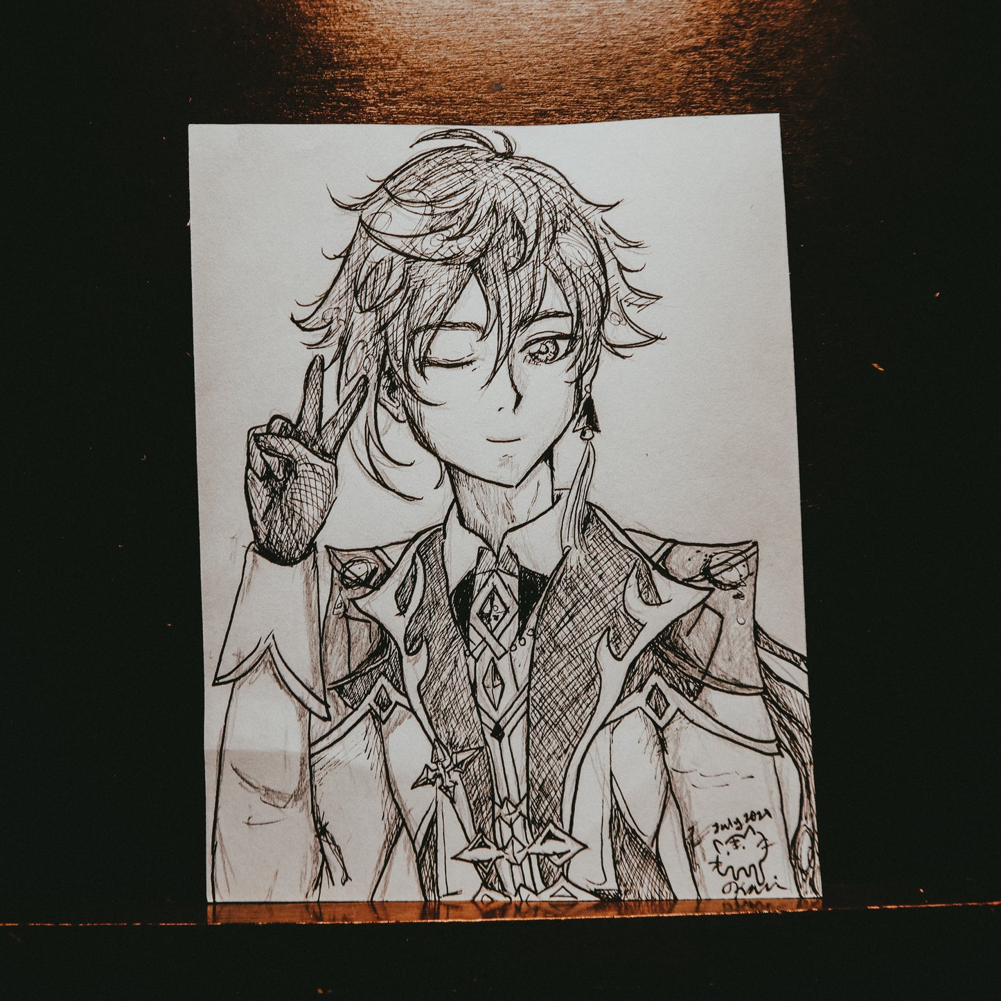 Genshin Impact Zhongli : Ink Drawing