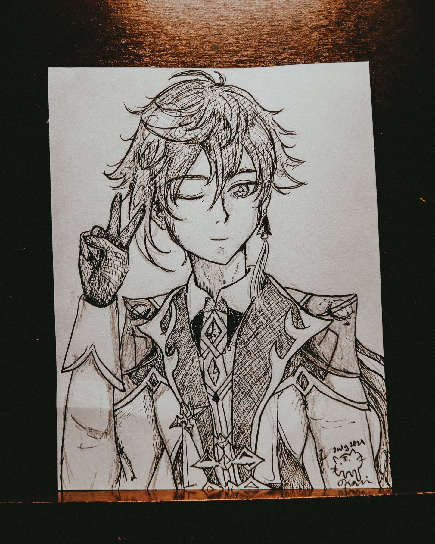 Genshin Impact Zhongli : Ink Drawing