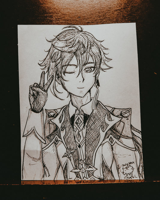 Genshin Impact Zhongli : Ink Drawing