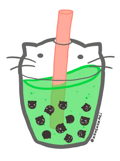 Koneko Matcha Boba Sticker