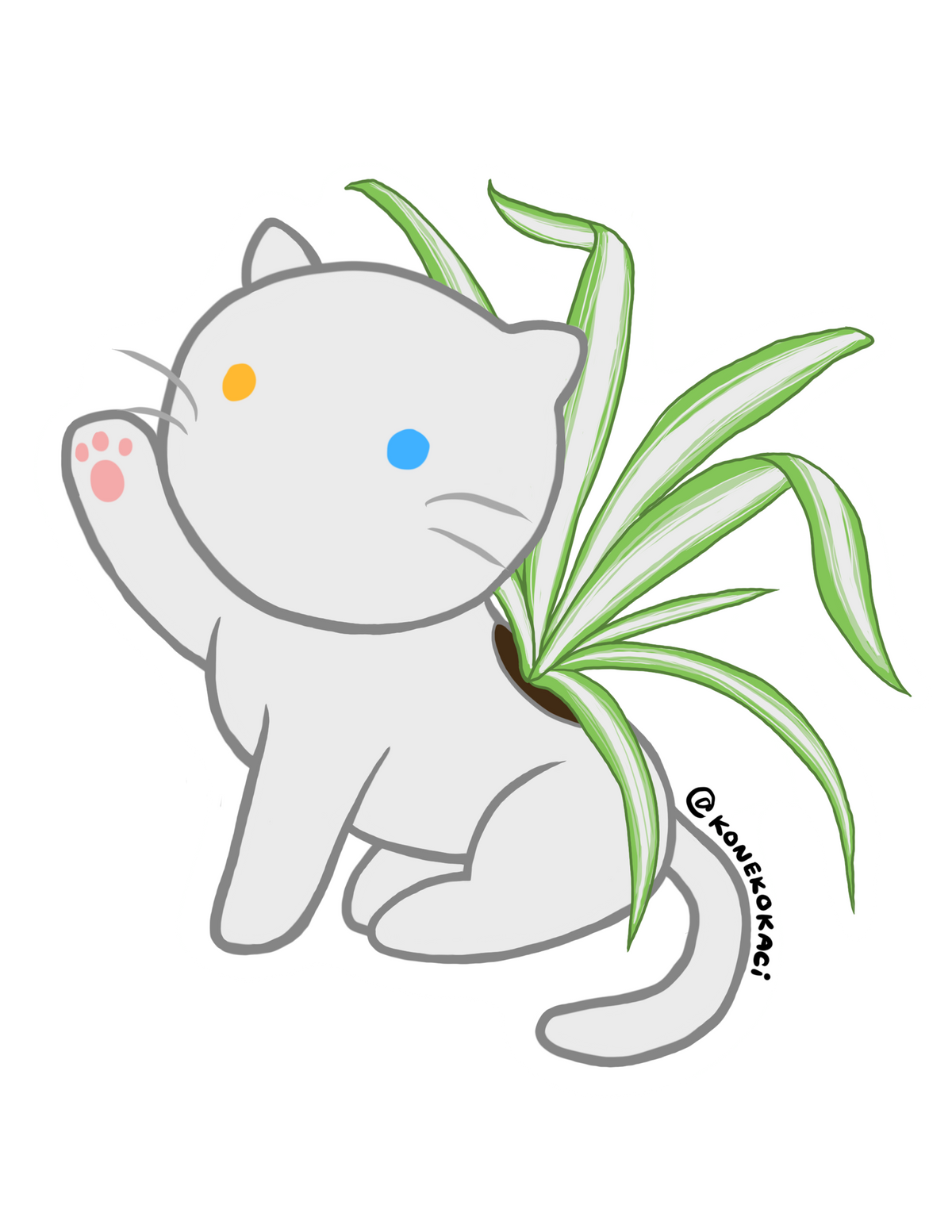 Koneko Chlorophytum Comosum Sticker