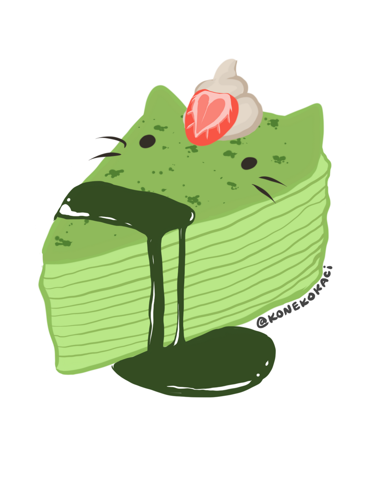 Koneko Matcha Crepe Cake Sticker