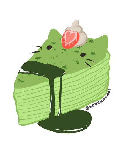Koneko Matcha Crepe Cake Sticker