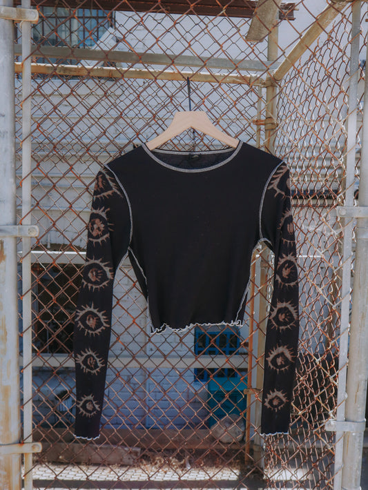 Hand Bleached 👁️EYE Long Sleeve Top