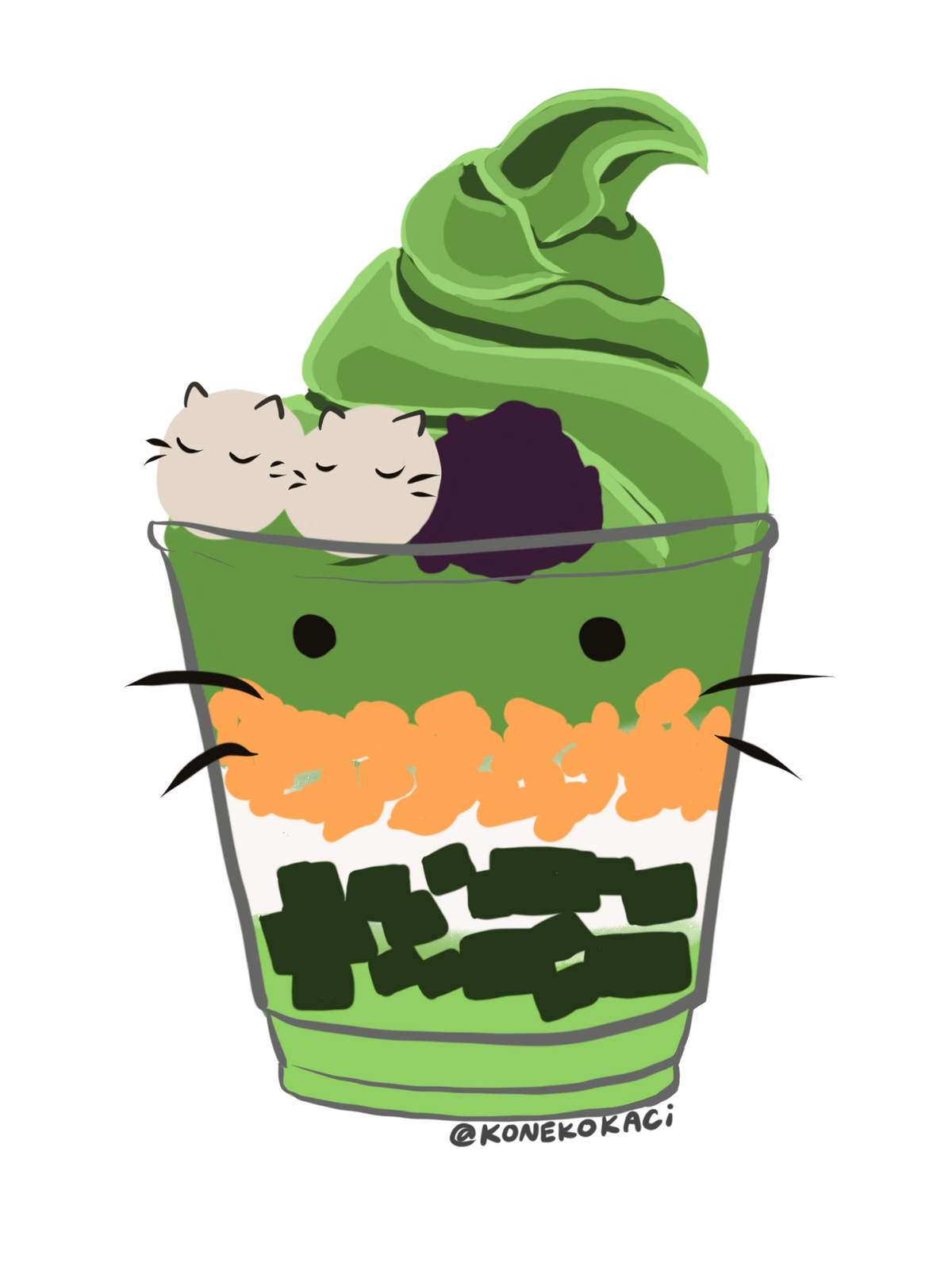 Koneko Matcha Parfait Sticker