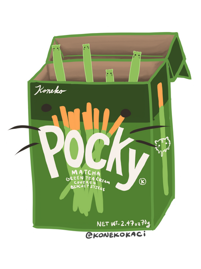 Koneko Matcha Pocky Sticker