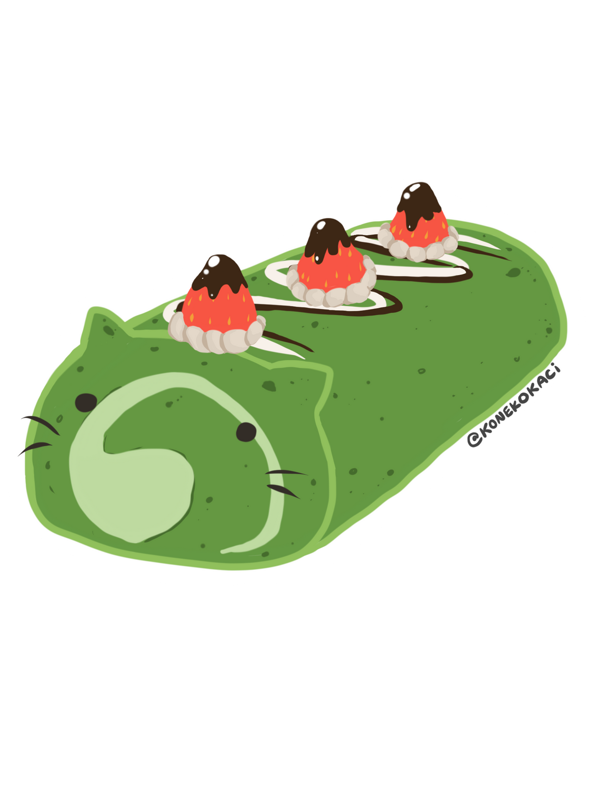 Koneko Matcha Roll Cake Sticker