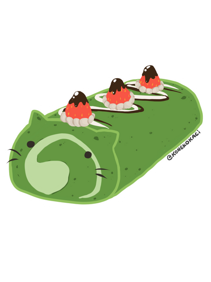 Koneko Matcha Roll Cake Sticker