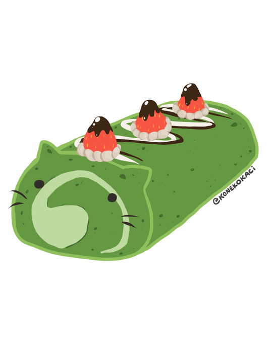 Koneko Matcha Roll Cake Sticker
