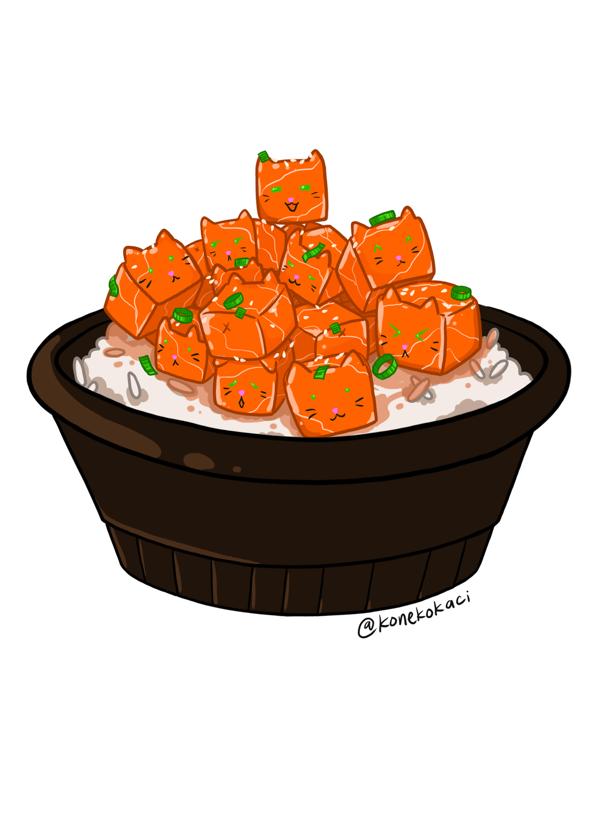 Koneko Salmon Poke Sticker
